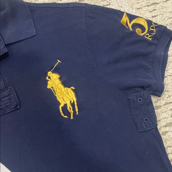 Polo by Ralph Lauren Dark Blue Polo with White and Gold Accents size medium - Picture 5 of 13